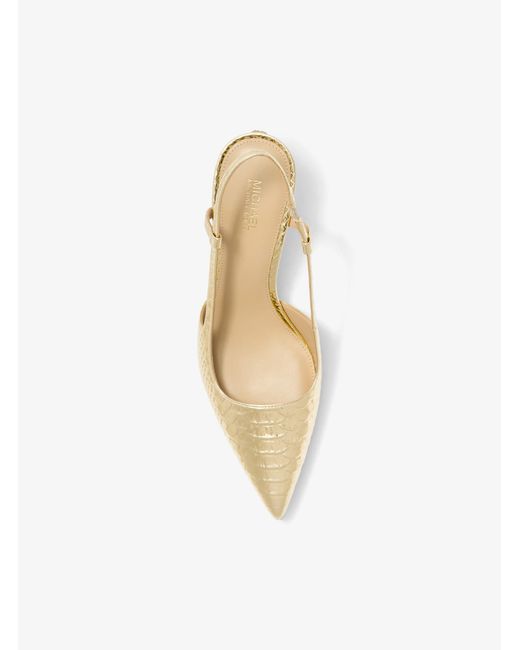 MICHAEL Michael Kors Natural Mk Alora Metallic Snake Embossed Leather Slingback Pump