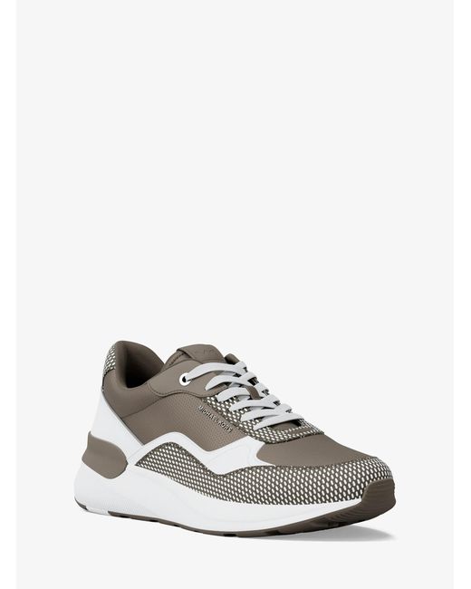 Michael Kors White Mk Trevor Mixed-Media Trainer for men