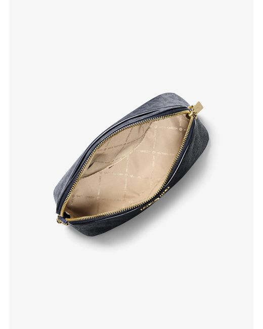 Michael Kors Outlet Blue Mk Cindy Signature Logo Dome Crossbody Bag