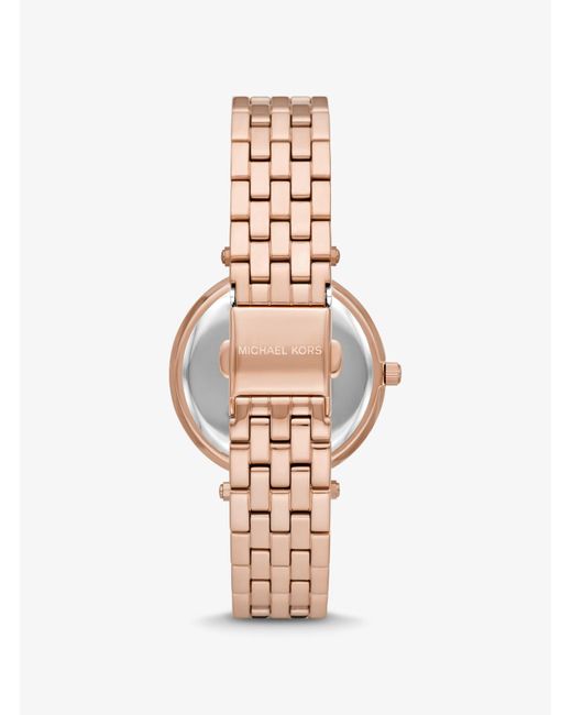 Michael Kors Mini Darci Pav Rose Gold tone Watch in White Lyst UK