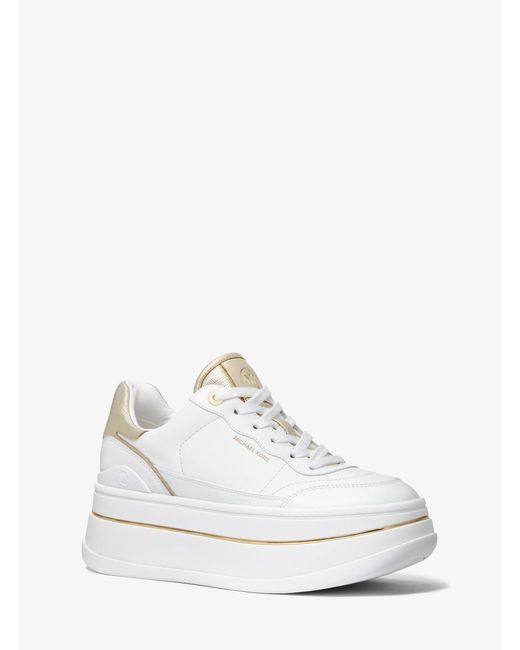 MICHAEL Michael Kors White Hayes Leather Platform Sneaker