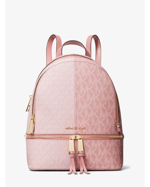 Michael Kors Pink Rhea Medium Two-tone Logo Backpack
