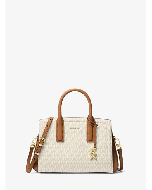 Michael Kors Natural Laila Small Signature Logo Satchel
