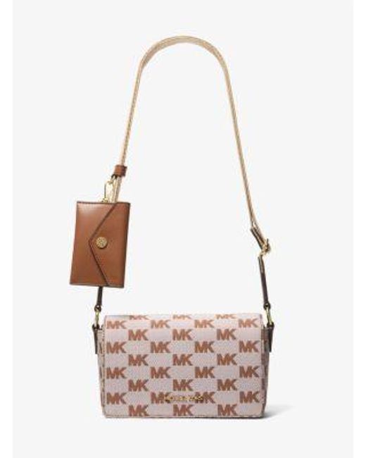 Michael Kors White Vincent Small Logo Jacquard Crossbody Bag With Card Case
