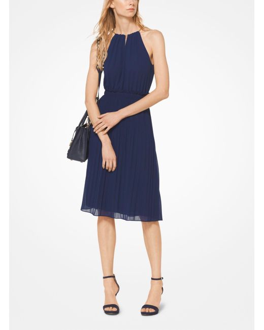 michael kors pleated halter dress