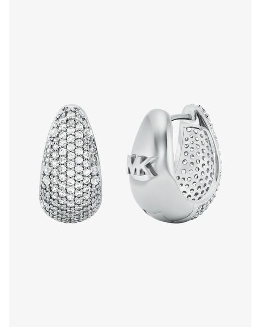Michael Kors Metallic Precious Metal-Plated Brass Pavé Teardrop Huggie Earrings