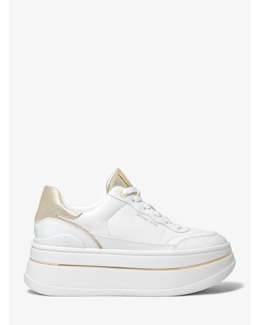 MICHAEL Michael Kors White Hayes Leather Platform Sneaker