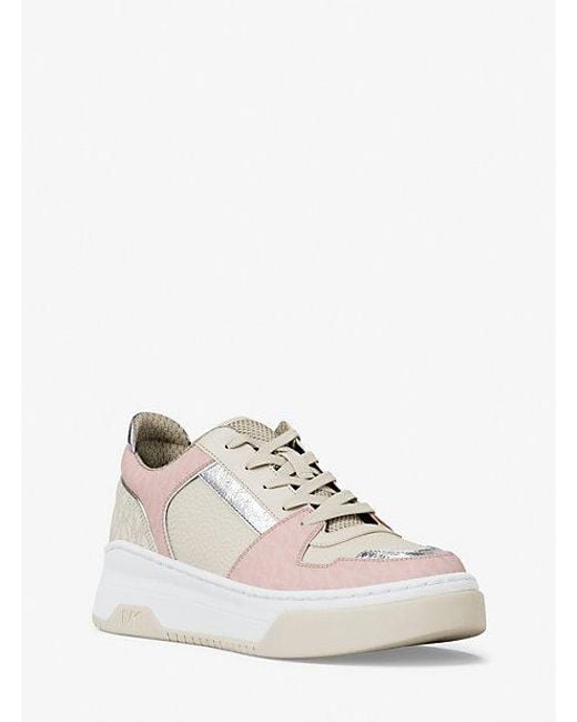 Michael Kors White Lexi Mixed-Media Sneaker