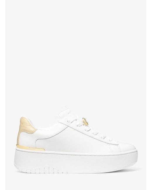 MICHAEL Michael Kors White Mk Dottie Leather Platform Trainers