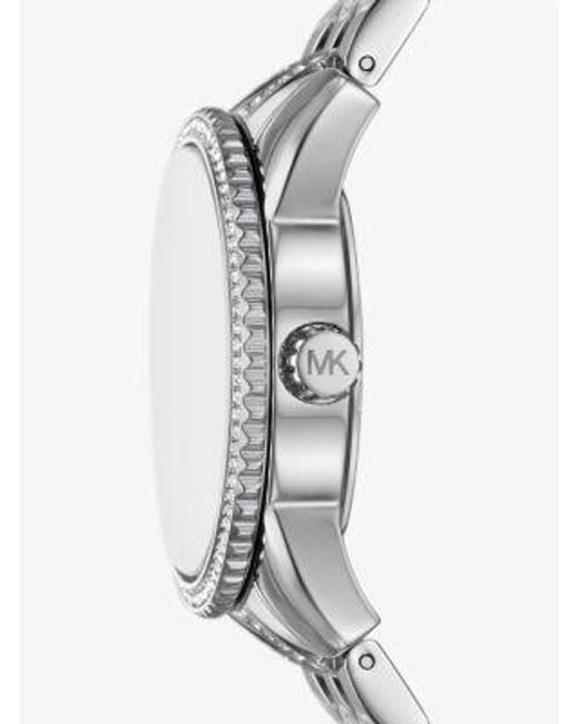 Michael Kors White Mini Bryant Pavé Logo-Tone Watch
