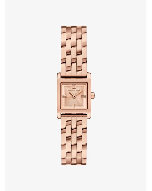 Michael Kors White Mk Micro Georgie Rose- Tone Watch