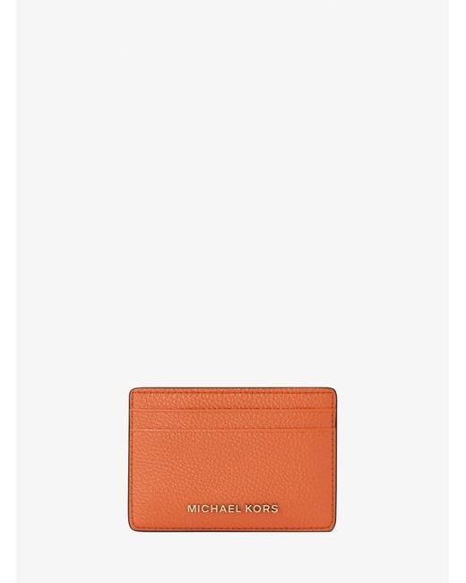 MICHAEL Michael Kors White Mk Pebbled Leather Card Case