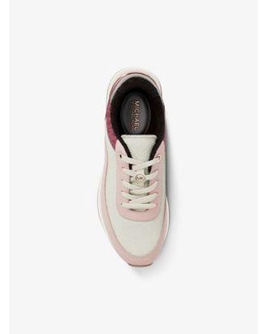 Michael Kors White Hattie Mixed-Media Trainer