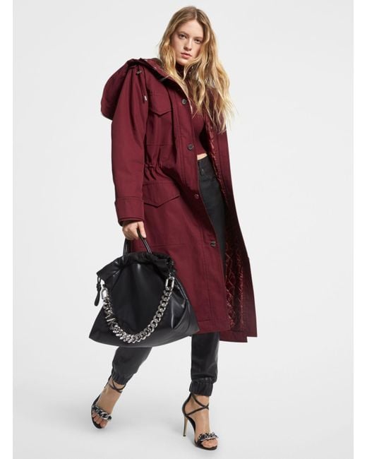 Michael Kors Red Water-resistant Cotton Twill Parka
