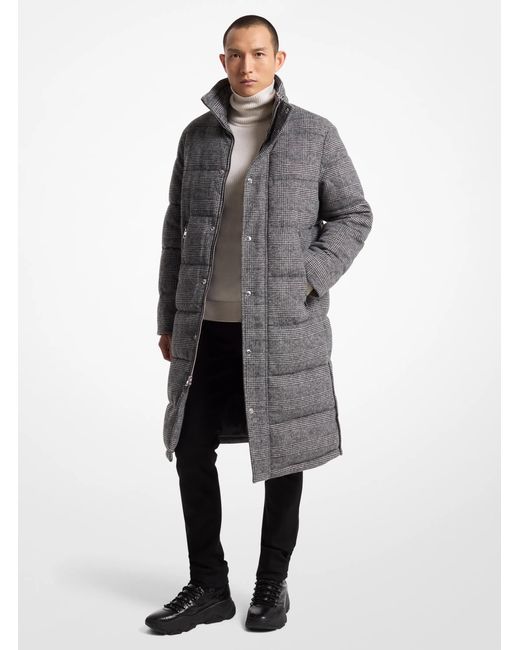Michael Kors Gray Prince Of Wales Quilted Puffer Coat for men