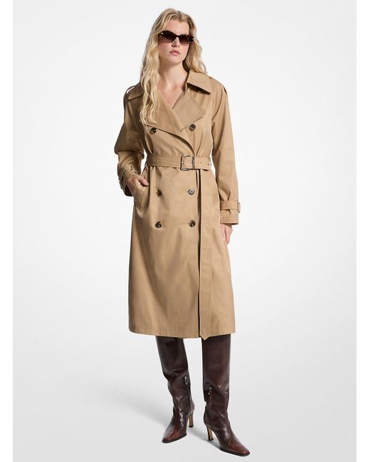 Michael Kors Natural Cotton Blend Belted Trench Coat