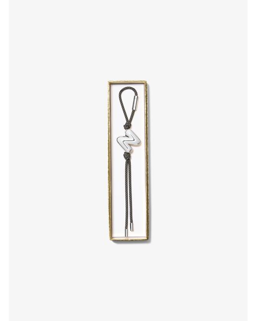 MICHAEL Michael Kors White Mk Initial-Tone And Speckled Cord Bag Charm