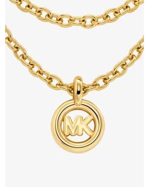 Michael Kors Metallic Mk Pop Charm Chain-Link Necklace
