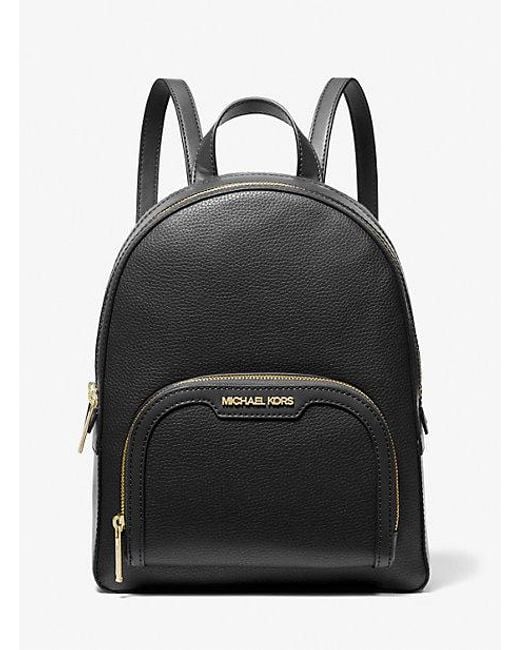 Michael Kors Black Jaycee Medium Pebbled Leather Backpack