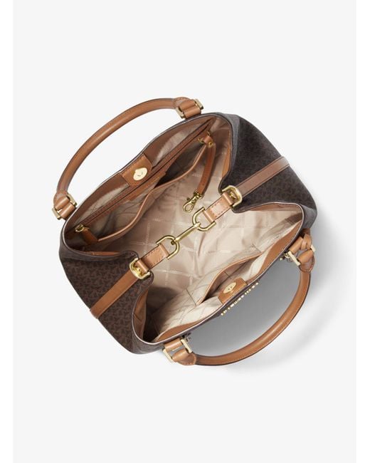 Michael Kors Bedford Legacy Large Logo Tote Bag in Brown - Lyst