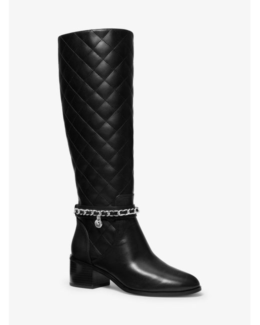 Michael Kors Black Elsa Quilted Leather Boot