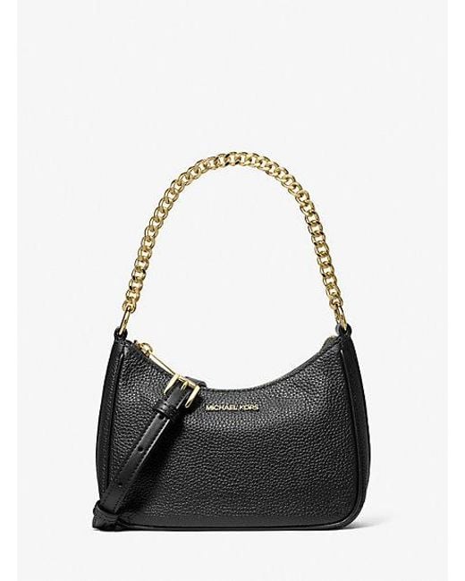 Michael Kors Black Jet Set Travel Pebbled Leather Convertible Crossbody Bag