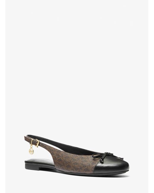 MICHAEL Michael Kors White Mk Piper Signature Logo Slingback Ballet Flat