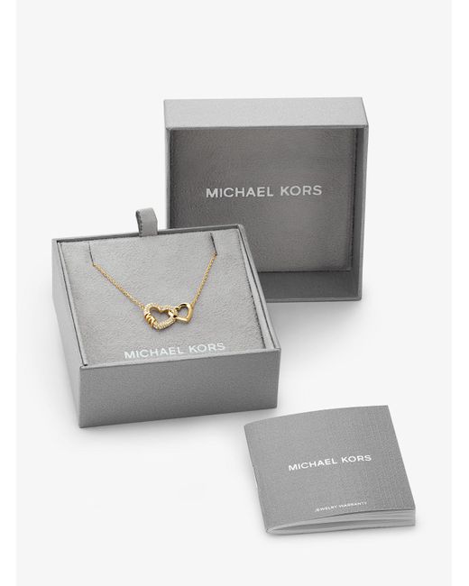 Collar con corazones entrelazados de plata de ley con chapado en metales preciosos Michael Kors de color Metallic