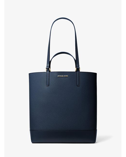 Michael Kors Outlet Blue Kelli Large Two-tone Pebbled Leather Tote Bag