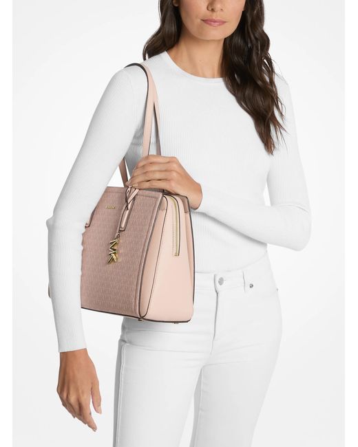 MICHAEL Michael Kors Pink Mk Laila Medium Signature Logo Tote Bag