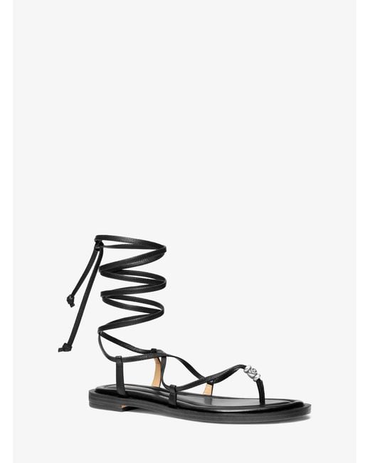 MICHAEL Michael Kors White Khloe Embellished Leather Lace-Up Sandal