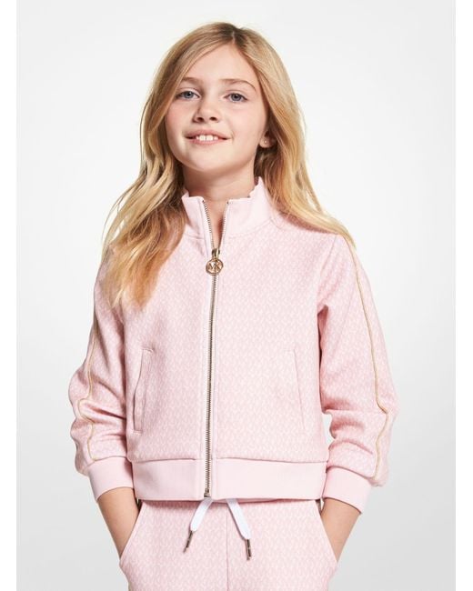 Michael Kors Synthetic Logo Stretch Viscose Track Jacket in Pale Pink