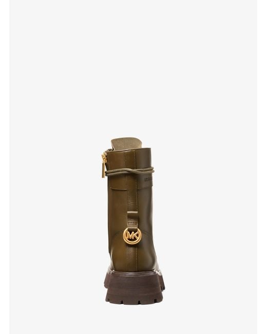 MICHAEL Michael Kors Brown Caleb Leather Combat Boot