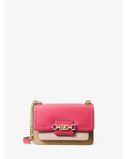 Michael Kors Pink Heather Extra-small Color-block Leather Crossbody Bag