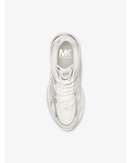 Sneaker Kit Extreme in mesh e tessuto metallizzato di Michael Kors in White