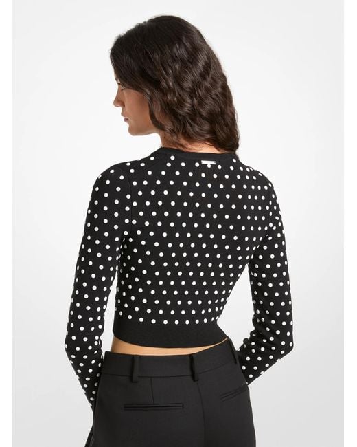 Michael Kors Black Mk Studded Cropped Zip-Up Cardigan