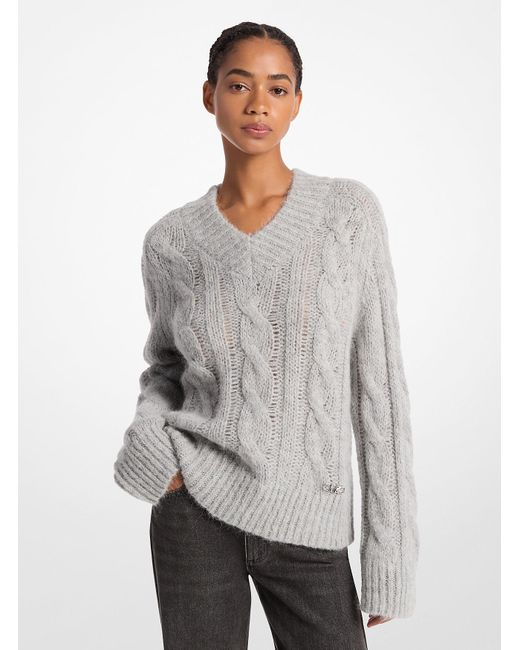 Mk Pull En Maille Torsadée Et En Mélange D'Alpaga MICHAEL Michael Kors en coloris Gray