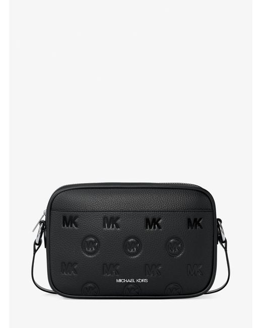 Michael Kors Black Jet Set Travel Large Logo Debossed Camera Crossbody Bag