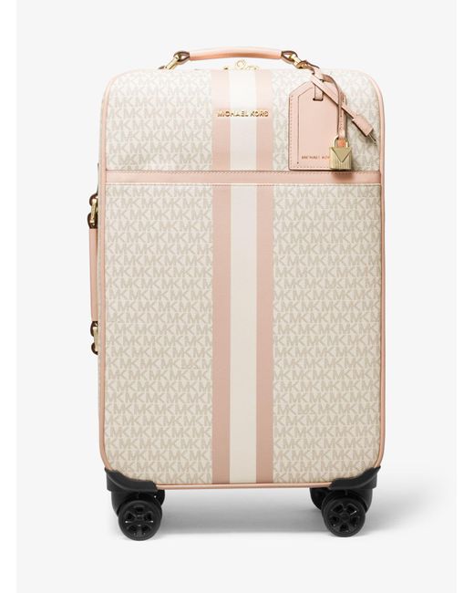 Michael Kors Pink Bedford Travel Extra-large Logo Stripe Suitcase