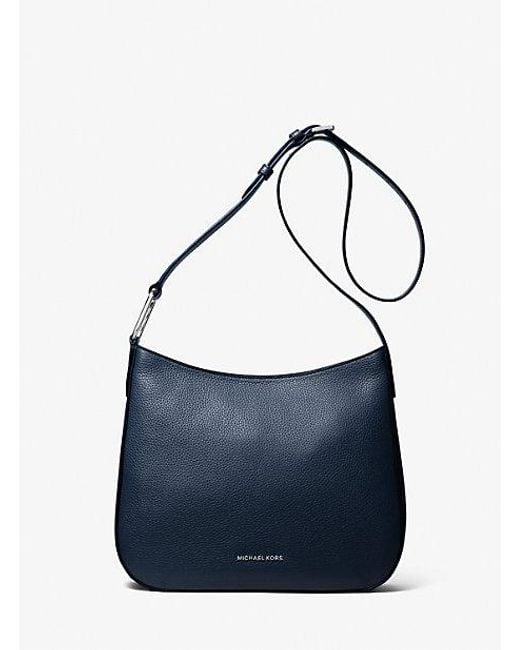 Michael Kors Blue Kensington Large Pebbled Leather Crossbody Bag