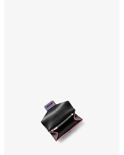 MICHAEL Michael Kors Manhattan Small Contrast-trim Leather Wallet in Black  | Lyst