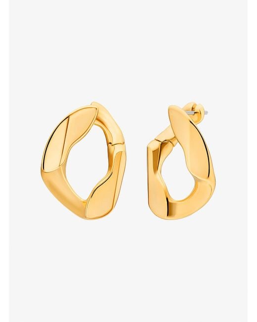 Mk Orecchini A Cerchio A Maglie Curve di Michael Kors in Metallic