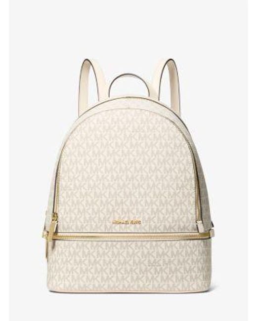 Michael Kors Natural Rhea Medium Signature Logo Backpack