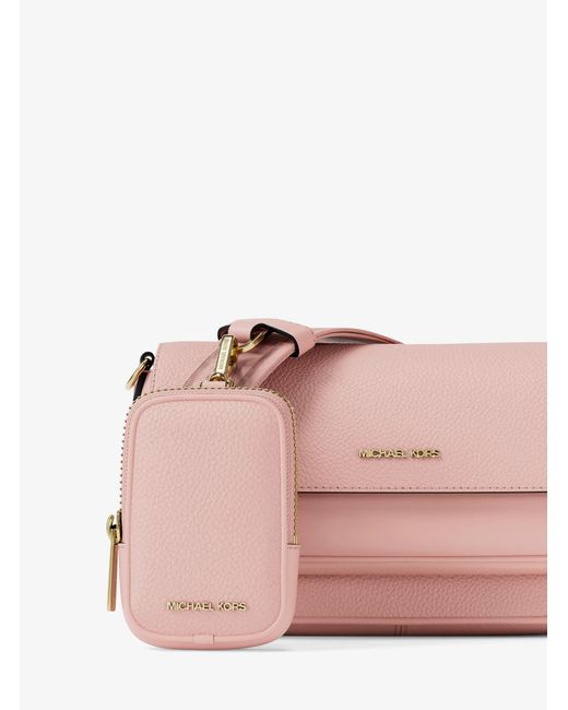 Michael Kors Pink Jet Set Travel Small Pebbled Leather Crossbody Bag With Pouch