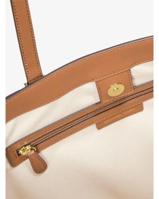 Michael Kors White Taryn Large Signature Logo And Leather Tote Bag