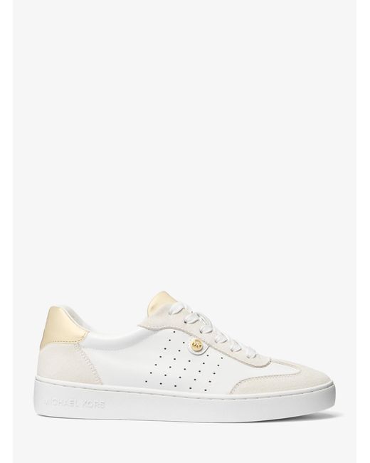 MICHAEL Michael Kors White Metallic Leather Low-Top Sneakers