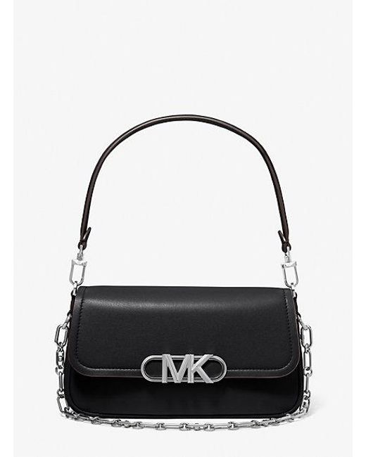Michael Kors Black Mk Parker Medium Leather Shoulder Bag