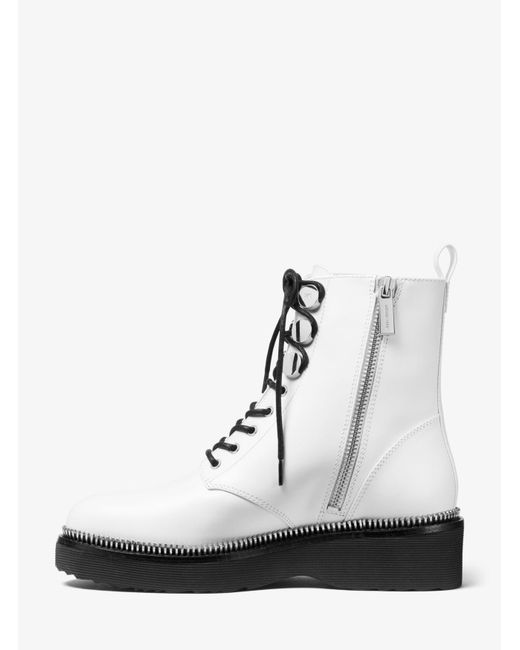 michael kors tavie leather combat boot
