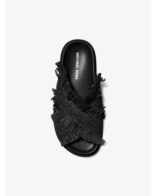 MICHAEL Michael Kors Black Mk Peyton Fringe Crocheted Sandal