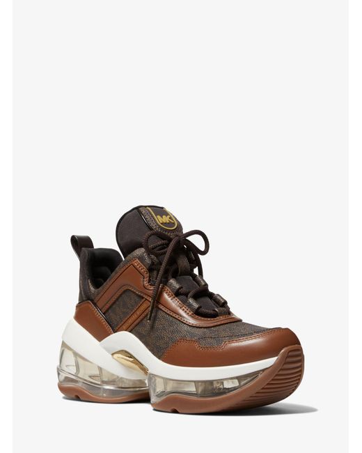 MICHAEL Michael Kors Brown Olympia Extreme Logo And Leather Trainer